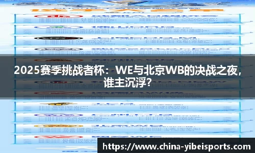 2025赛季挑战者杯：WE与北京WB的决战之夜，谁主沉浮？